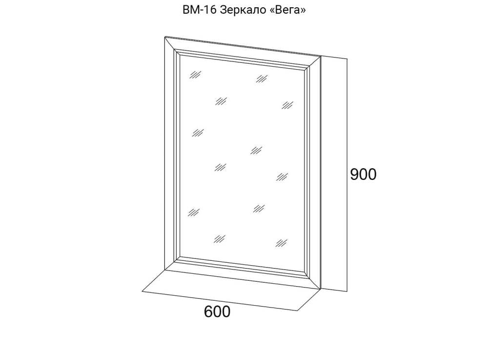 Зеркало в рамке ВМ-16 «Вега» Сосна Карелия размеры
