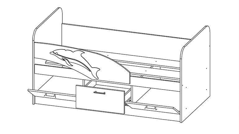 Кровать «Дельфин» 1600 06.222 Кремовый металлик