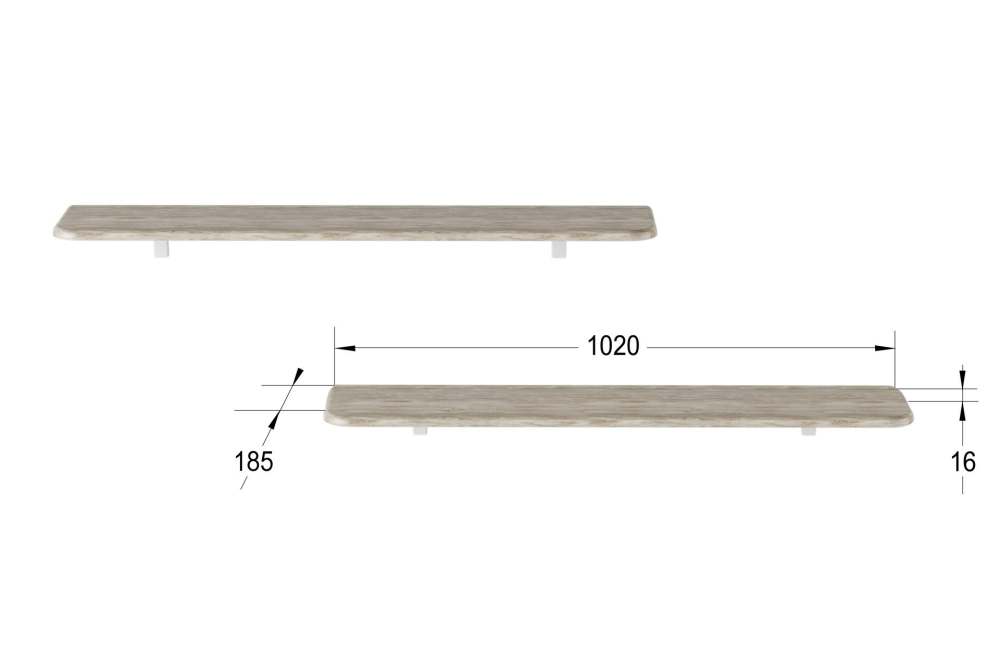 Комплект полок «Сочи 1020» Дуб (2 шт) размеры